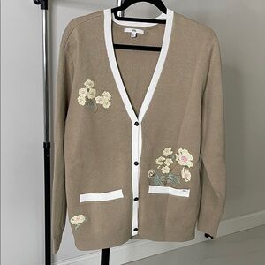 Vans Tan Floral Cardigan Oversized with White Accents